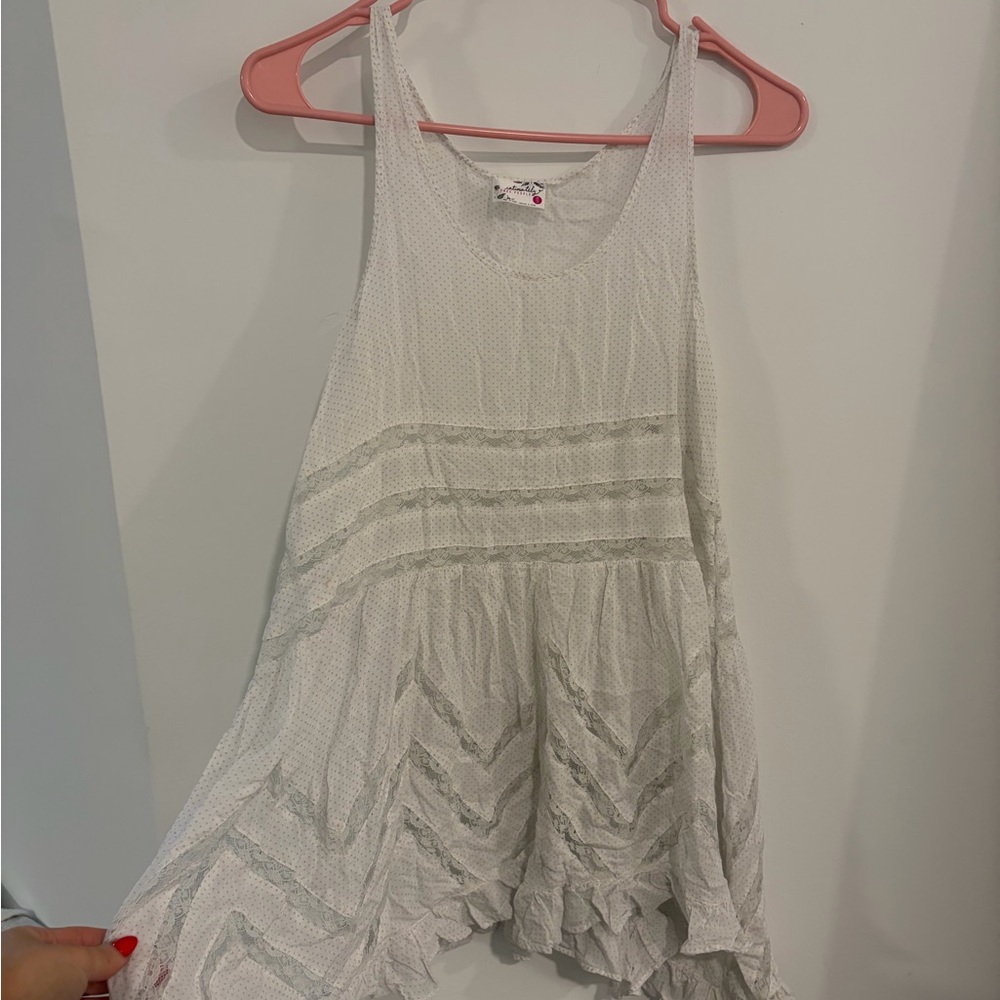 Free People White Polka Dot Sleeveless Top